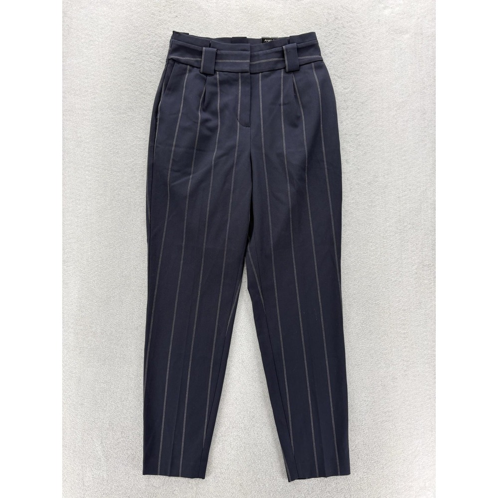 Express Ankle High Rise Dress Pants Womens 2 Blue Striped Twill Career Office